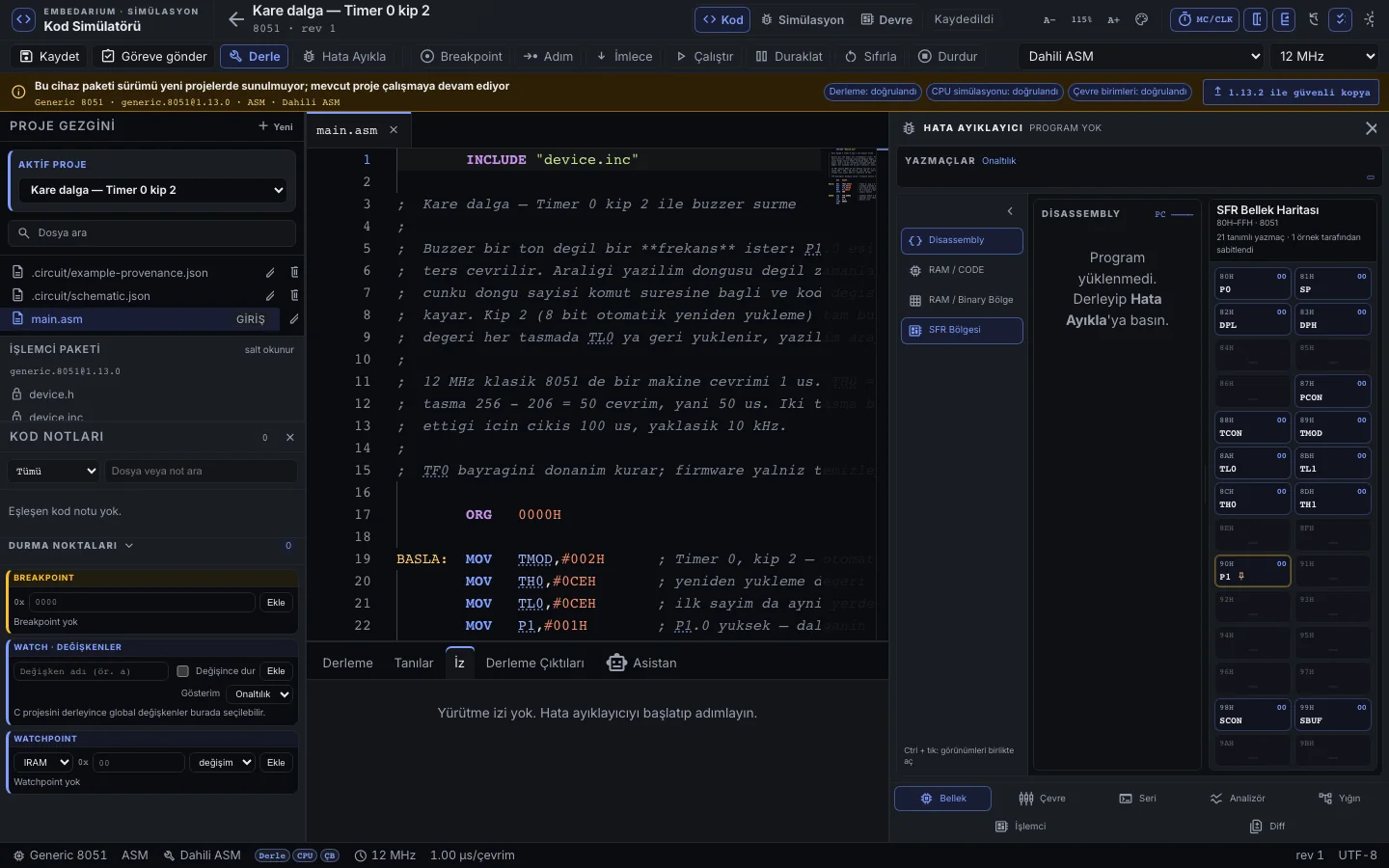 Embedarium Çoklu-MCU IDE